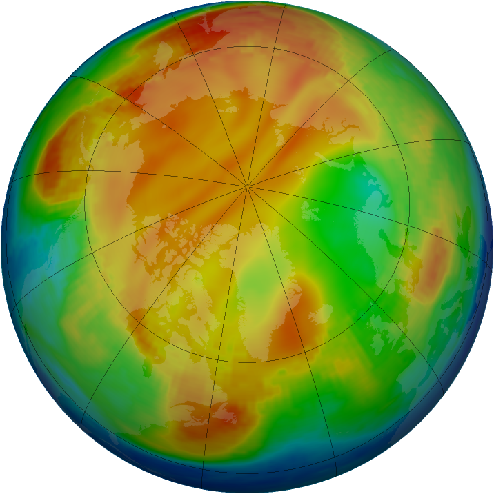 Arctic ozone map for 13 January 1985